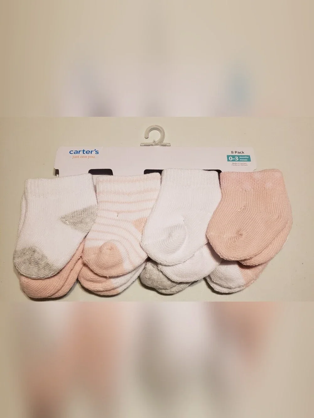 Carter's Baby Socks, Pants & Nuby Pacifier Clip - White, Pink, Gray